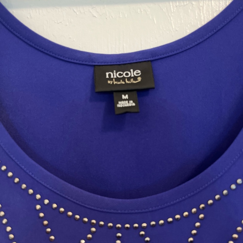 Nicole by Nicole Miller Royal Blue Embellished Tank Top - Picture 4 of 7